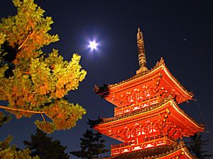 鶴林寺・三重塔の月夜の夜景