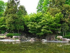 新緑に包まれる日本庭園・近松公園