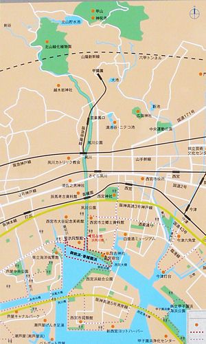 西宮・夙川の観光ガイドマップ