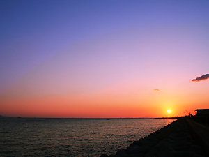 明石海峡・瀬戸内海に沈む夕日