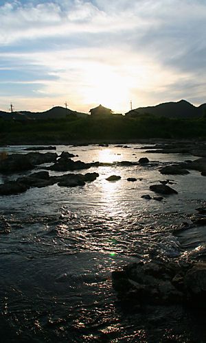 加古川と夕日