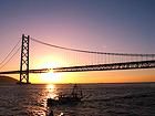 夕日・夕焼け・明石海峡大橋の夕景/壁紙写真・無料写真素材
