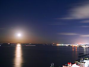 瀬戸内海の月明かり夜景