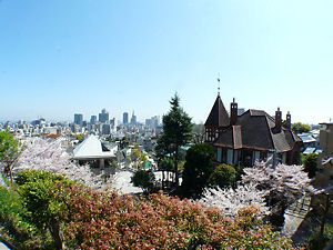 神戸異人館・風見鶏の館と桜