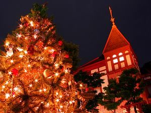 風見鶏の館と北野広場のクリスマスツリー