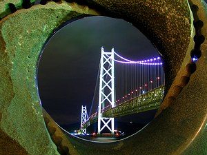 舞子公園の夜景と明石海峡大橋ライトアップ