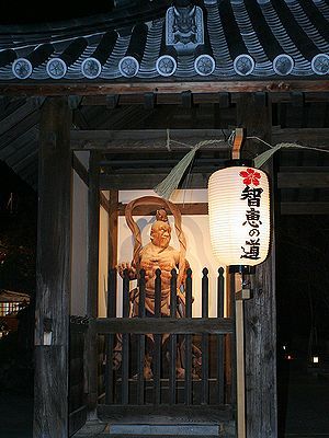 須磨寺・仁王門と仁王力士像のライトアップ夜景