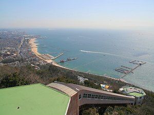 須磨山上遊園展望台から見た須磨海岸須磨海水浴場