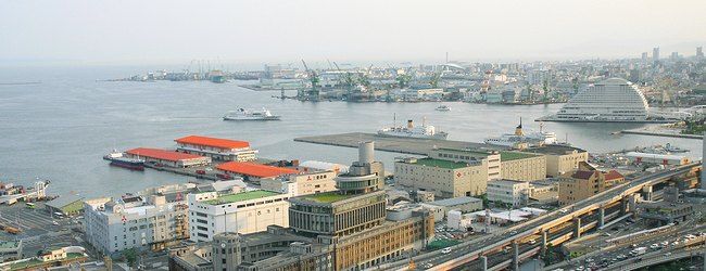 神戸港、メリケンパーク、ハーバーランド、ポートアイランドのパノラマ風景写真