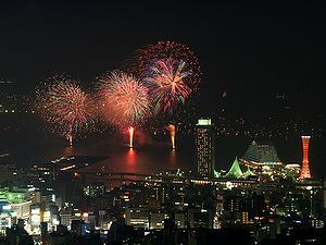 みなと神戸海上花火大会・市章山・錨山（碇山）から撮影
