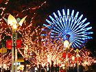 神戸ガス燈通りのイルミネーション/ガス燈とケヤキ並木夜景
