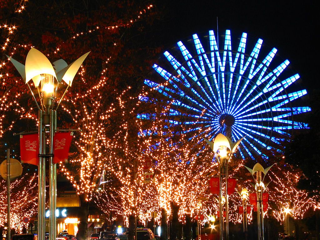 神戸ガス燈通りのクリスマスイルミネーション 神戸ハーバーランドのイルミネーション 壁紙写真集 無料写真素材