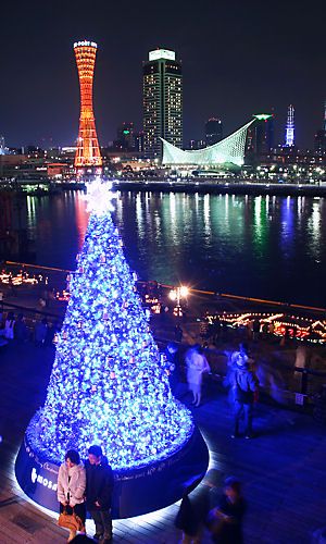 モザイク海の広場LEDクリスマスツリー・メリケンパーク夜景