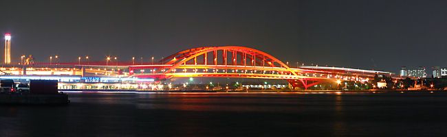 神戸大橋のライトアップ夜景・ポートターミナルのイルミネーション