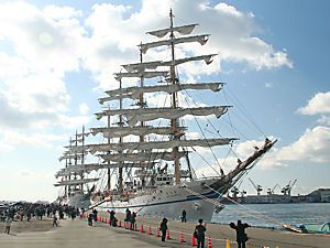 神戸港新港第一突堤にお停泊する日本丸と海王丸