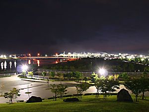網干なぎさ公園・網干海浜大橋と工場夜景