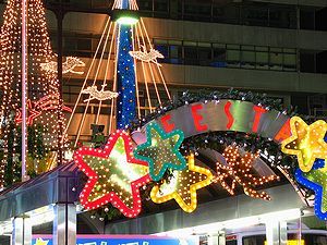 JR姫路駅の夜景・巨大ツリーとクリスマスイルミネーション