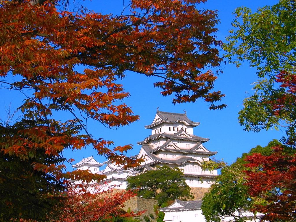 世界遺産姫路城の紅葉 壁紙写真集 無料写真素材