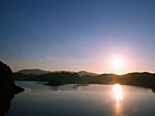 太田ダムの夜景・星の日周運動と夜明け・日の出
