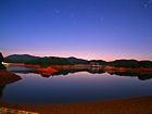 太田ダムの夜景・星の日周運動と夜明け・日の出