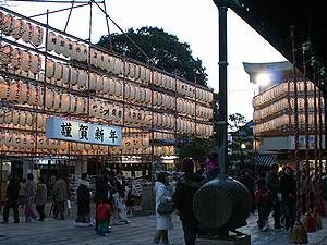 播磨国総社のお正月の風景と新年万燈祭