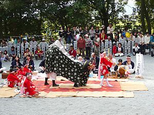 竹の宮神社の秋祭り・獅子舞の奉納