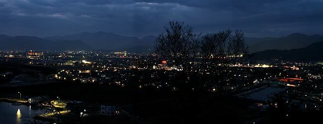 赤穂市の夜景パノラマ写真　赤穂御崎灯台・赤穂岬から撮影