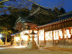 大避神社の拝殿の夜景