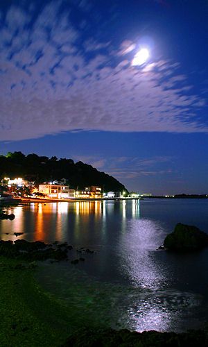 新舞子浜・新舞子海岸の夜景と月光
