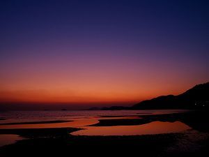 新舞子の干潟と夕焼け・瀬戸内海の風景