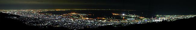 掬星台展望台のパノラマ夜景写真