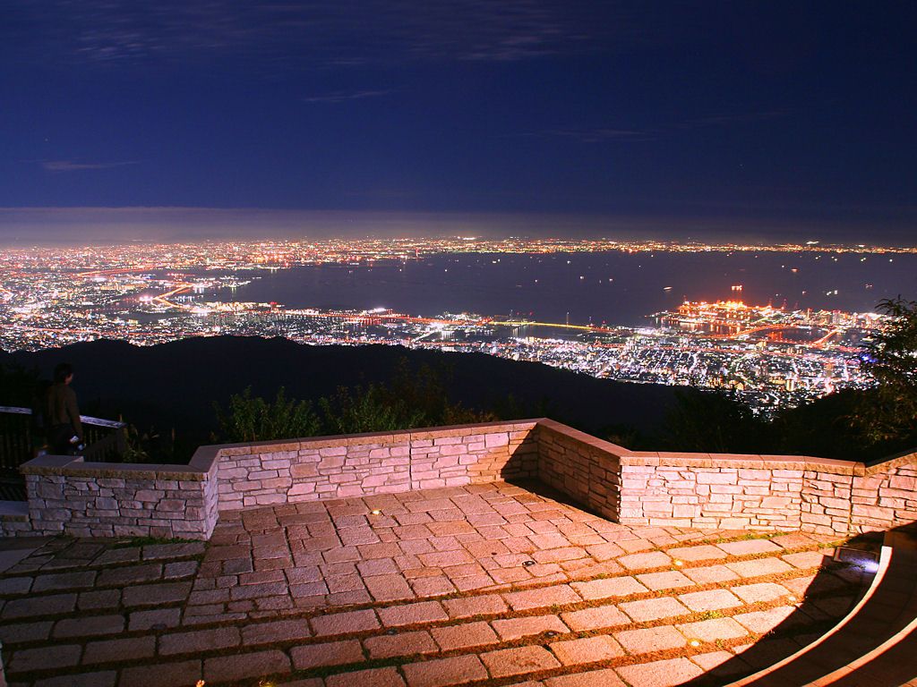 六甲ガーデンテラスと神戸1000万ドルの夜景 六甲山の夜景壁紙
