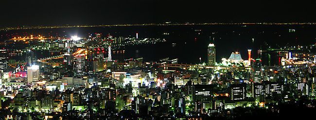 市章山・錨山からのパノラマ夜景写真・神戸1000万ドルの夜景