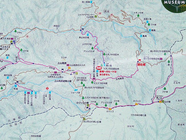畑ヶ平・上山高原・扇ノ山周辺のガイドマップ・ハイキングコース地図
