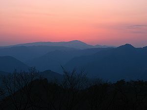 御祓山から見た夕焼けの風景